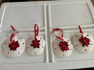 SAND DOLLAR HANDMADE WEIHNACHTSSTERN BLUME VINTAGE 1990 WEIHNACHTSSCHMUCK 4er SET - Bild 1 von 2