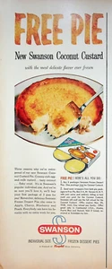 1958 Swanson Coconut Custard Pie Vintage Print Ad Individual-Size Frozen Dessert - Picture 1 of 1
