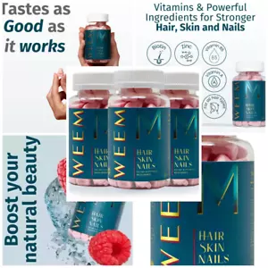 2 Pack WEEM Hair Skin and Nails Gummies-Healthy Hair Vegan biotin Vitamins-120 - Picture 1 of 11