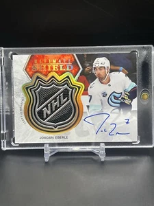 2021-22 UD Ultimate Jordan Eberle Game Used Shield Auto 1/1 One Of One #USA-JE - Picture 1 of 2