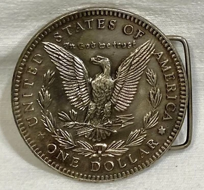 Hebilla de cinturón de moneda de un dólar de águila artesanal de metal Indiana de colección EE. UU. Foto 1 de 4