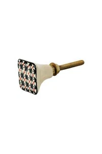 Knauf Knopf Möbelgriff Schubladengriff Türknopf Keramik quadratisch Schwarz 3 cm - Bild 1 von 2