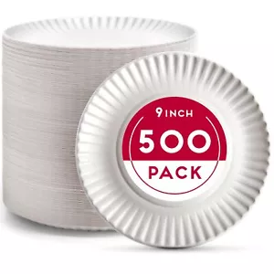 9inch Disposable Paper Plates 500 Count Bulk Pack Of Uncoated Paper Plates For E - Picture 1 of 7