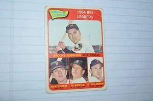 1965 Topps Set Break # 5 AL RBI Leaders Mantle Robinson Killebrew Stuart - Bild 1 von 7