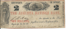 $2 December 9th, 1861 Augusta Savings Bank Georgia CSA Steam train boats CD A964