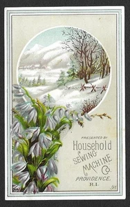 Victorian Trading Card - Household - "Bluebells and Winter Scene" (2O4) - Picture 1 of 2