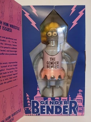 Futurama Bender The Gender Bender, juguete de acción robot de cuerda con caja, 2001 Foto 1 de 4