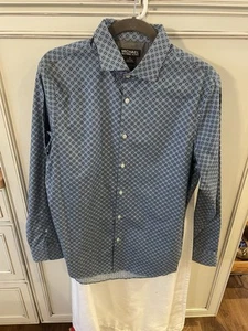 Michael Kors Shirt Mens Size L Long Sleeve Button Front Tailored Fit Gray Blue - Picture 1 of 9