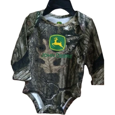 Conjunto de una pieza de bebé manga larga John Deere camuflado niño 3/6,6/9 o 9/12 meses Foto 1 de 2