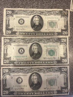 1950 $20 Federal Reserve Note Lot Of 3 - Image 1 of 2