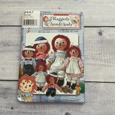 Simplicity 9447 Sewing Pattern Raggedy Ann & Andy Stuffed Plush Dolls UNCUT - Image 1 of 3
