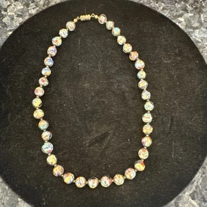 Vintage Murano Venetian Glass Round Bead Boho Multicolor Confetti Necklace 16” - Picture 1 of 11