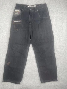 Paco Jeans Jeans Mens Large Black Baggy Straight Leg Distressed Y2K Streetwear - Picture 1 of 13