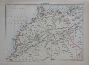 Original 1883 Map MOROCCO Tangier Casablanca Rabat Marrakesh Tétouan Oran Africa - Picture 1 of 11