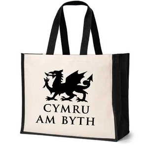 Cymru Am Byth Welsh Dragon Tote Bag Wales Ladies Canvas Shopper - Picture 1 of 6