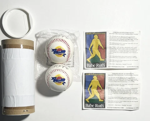2 Vintage Babe Ruth 100th Anniversary Commemorative Baseball Autographed Replica Cover