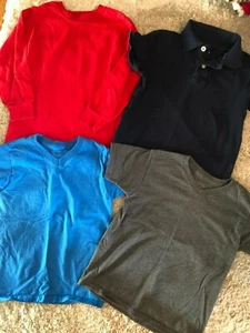 4 boys SHIRTS  LOT tees L/S S/S collared top RED BLUE navy gray V-NECK size 4/5 - Picture 1 of 5