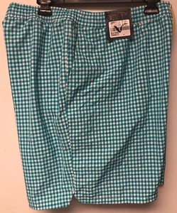 BILLS KHAKIS BLUE TURQUOISE & WHITE CHECK CLASSIC SWIM TRUNKS NYLON BLEND 2XL - Picture 1 of 5