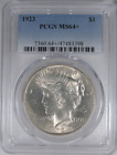 1923 $1 Pcgs Ms 64+ Silver Peace Dollar [3398]