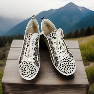 ANNE TAYLOR WOMENS BROWN MULTI COLOR LEATHER HAIRCAFF SNEAKERS SIZE 8.5 Mint - Picture 1 of 5