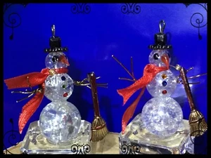 Handcrafted Miniature Frosty Snowman Ornament made with Swarovski  - Picture 1 of 16