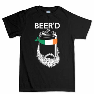 T-shirt maglietta Beer'D Beard birra irlandese St Patrick's Paddy's Day Irlanda trifoglio - Foto 1 di 10