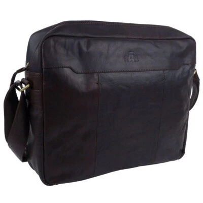 Rowallan of Scotland Mens Leather Top-Zip Messenger Bag - Image 1 of 4