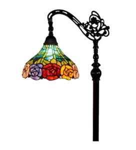 Floor Tiffany Lamp Glass Stained Tall Rose Flower Light Shade Reading Bed Room - Picture 1 of 8