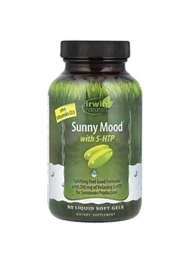 Irwin Naturals Sunny Mood With 5-HTP Vitamin D3 80 Soft-Gels SEALED 2025 - Picture 1 of 2