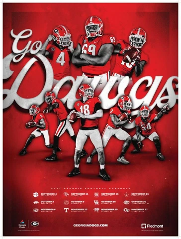 GEORGIA BULLDOGS FOOTBALL NATIONAL CHAMPIONSHIP OFFENSEIVE SCHEDULE LARGE POSTER Cover