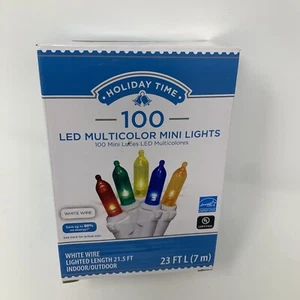Holiday Time 100 mehrfarbige LED-Mini-Lichter mit weißem Draht 23 Fuß Innen/Außen - Bild 1 von 4