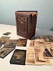 Antique Leather Photo Album (14) Cabinet Card by NY Photographers (11) tintypes