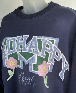Madhappy Mad Happy Local Optimist Chunky Rib College Crewneck Sweatshirt Navy L - Picture 1 of 9