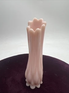 "Mini jarrón oscilante vintage MCM Fostoria de vidrio rosa con cuentas de diamante de 5,5""" - Imagen 1 de 8