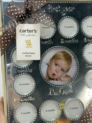 Carter's Little Giftables Mi Primer Año Bebé Marco de Fotos Plateado Recuerdo Regalo Bo Foto 1 de 4