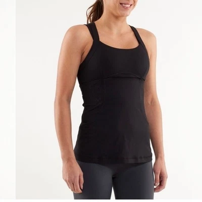 Майка Lululemon Chaturanga черная спортивная с крестом на спине для занятий йогой - Изображение 1 из 4