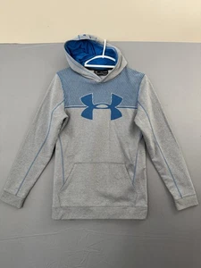 Under Armour Pullover Hoodie Sweatshirt Cold Gear Threadborne Youth XL Grey Blue - Picture 1 of 5