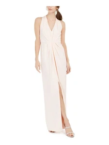 ADRIANNA PAPELL Womens Pink Sleeveless V Neck Full-Length Evening Dress 4 - Picture 1 of 11