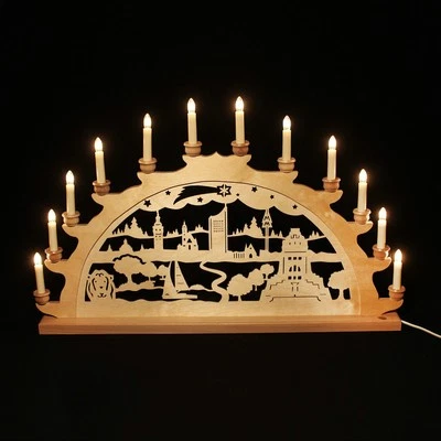 Wooden Schwibbogen Light Arch Leipzig 70 cm Made in the Erzgebirge Birch Christmas - Image 1 of 4