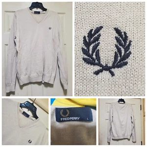 Fred Perry Pullover Herren Large Oatmeal Merinowollmischung Preppy Pulli Pulli - Bild 1 von 14