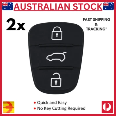 2x For Hyundai i10 i20 i30 Tucson Elantra & KIA Rio Sportage 3 Button Rubber Pad - image 1 of 3