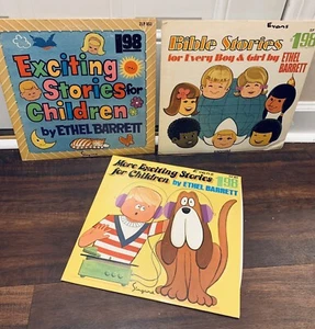 ETHEL BARRETT Exciting Stories For Children Lot (3LP) Singcord Christian Jesus - Picture 1 of 12