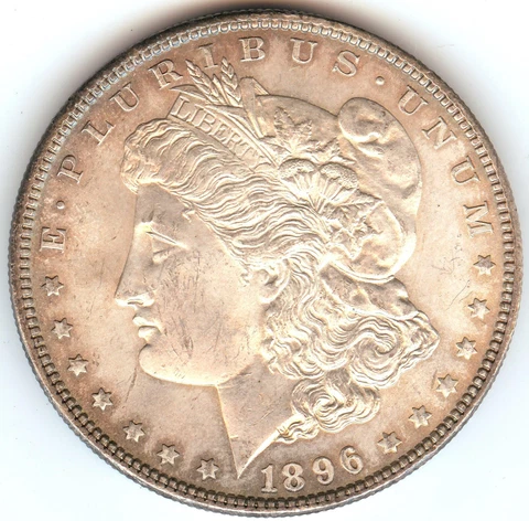 1896-P Morgan Silver Dollar BU With RAINBOW TONING - FREE SHIPPING! MS++++ Cover