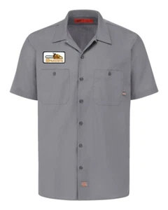 HUSQVARNA Retro Patch DICKIES Short Sleeve Work Shirt Classic Chainsaw S-5X - Picture 1 of 5