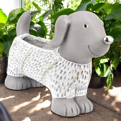 HESTIA Dog Ceramic Planter Indoor Outdoor Pot Novelty Garden Animal Planter NG