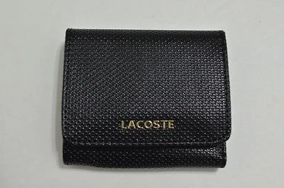 Бумажник Lacoste среднего сложения тройного сложения текстурированная кожа с покрытием черный, синий - Изображение 1 из 2