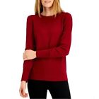 Anne Klein Womens Sweater Size XS Red Cashmere Blend Crewneck Puff Shoulder New