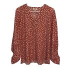 Women?S Entro Pink With White Polka Dots Long Sleeve Blouse
