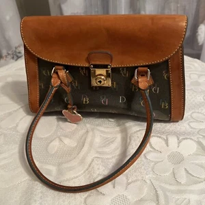 Vintage Dooney And Bourke Monogram Bag Purse Leather Double Handles Working Lock - Picture 1 of 16