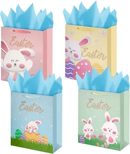 4 Pack 13" Easter Gift Bags with Tissue Paper, Large Size Bags with Handles for - Picture 1 of 7